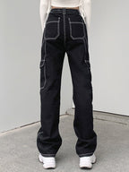 High Waist Straight Cargo Jeans
