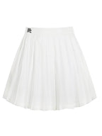 Lined Detail Embroidery Pleated Mini Skirt