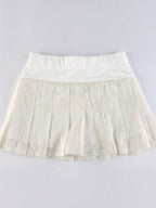 A Line Pleated Lace Mini Skirt