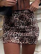 Leopard Print Mesh Paneled Mini Skirt