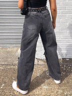 Boyfriend Fit Knee Ripped Jeans