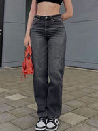 Dark Wash Straight Leg Boyfriend Jeans