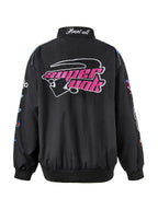 Vintage Embroidered Button Down Motorcycle Varsity Jacket
