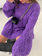 Cable Knit Long Sleeve Mini Dress