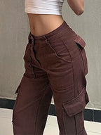 Vintage Wash Brown Baggy Cargo Jeans