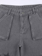 Boyfriend Cargo Jeans with Star Logo