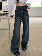 Vintage Wash Straight Boyfriend Jeans