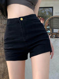 Stretch Black Slim Denim Shorts