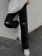 Black Distressed Boyfriend Jeans