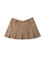 V Cut Pleated Micro Mini Skirt