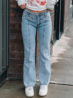 Back Star Patchwork Flare Jeans