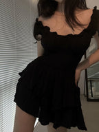 Princess Slanted Shoulders Rompers