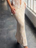 Knitted Tube Top See Through Maxi Skirts