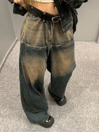 Contrast Wash Distressed Vintage Boyfriend Jeans