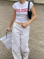 Slogan Print White Crop Top