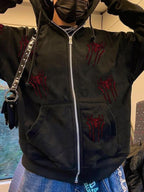 Rhinestone Spider Zip Up Hoodie