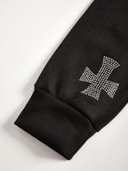 Rhinestone Cross Zip Up Hoodie
