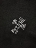 Rhinestone Cross Zip Up Hoodie