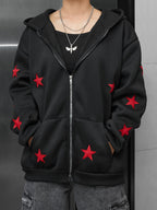 Embroidered Star Zip Up Hoodie