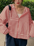 Oversized Vintage Stripe Zip Up Hoodie