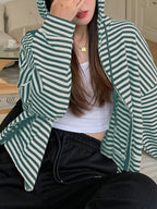 Oversized Vintage Stripe Zip Up Hoodie