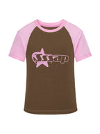 Logo Print Raglan Sleeve Crop Top
