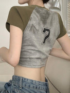 Dyed Raglan Sleeve Crop Top