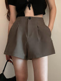Casual Straight Leg Pleated Shorts