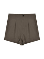 Casual Straight Leg Pleated Shorts