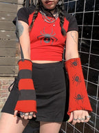 Detachable Glove Raglan Sleeve Crop Top