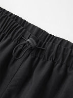 Black Baggy Retro Sport Jogger Pants with Side Piping