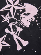 Short Sleeve Black Skull Graphic Oversized Tee