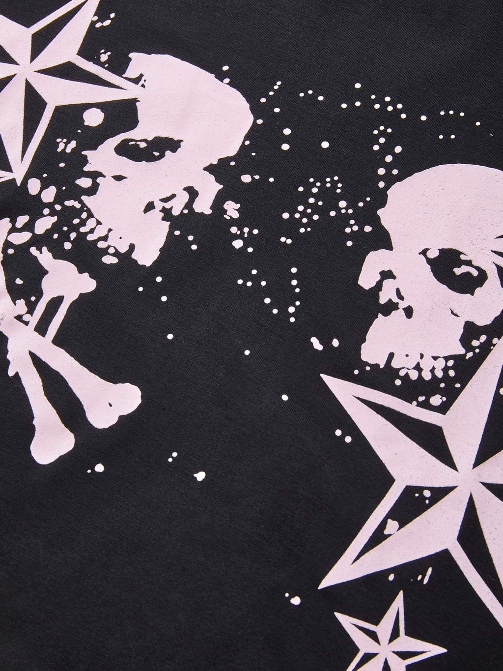 Short Sleeve Black Skull Graphic Oversized Tee