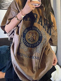 Vintage Badge Graphic Short Sleeve Oversized Tee