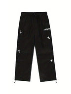 Starry Black Baggy Parachute Pants