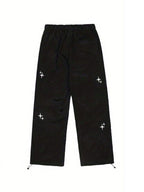 Starry Black Baggy Parachute Pants