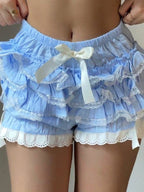 Lace Up Ruffle Lace Shorts