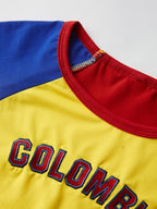 Retro Raglan Contrast Color Short Sleeve Cropped Top