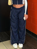 Streamlined Piped Wide-Leg Track Pants