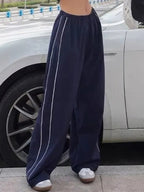 Streamlined Piped Wide-Leg Track Pants