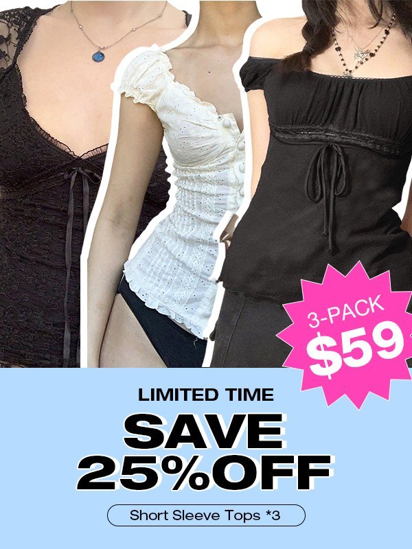 [Bundle Sale] 3-Pack Women's Short Sleeve Tops