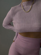 High Neck Semi Sheer Knit Top