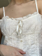 Button Broidered Lace Cami Top