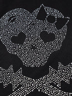 Skull Rhinestone Crop Tank Top