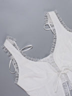 Lace Trim Ruffle Crop Tank Top