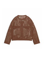 Cross Pattern Crochet Hollow Long Sleeve Knit Top