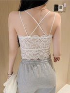 Cross Back Strappy Lace Corset Top