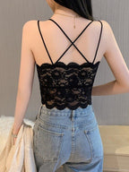 Cross Back Strappy Lace Corset Top