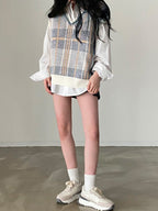 Vintage Checkered V Neck Sweater Vest