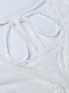Lace Trim Backless Strappy Tie Corset Top